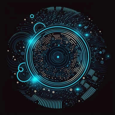 London, UK, technology, NFT, Swag, hipster, quirky, finance, blue, simple, cosmos, waves, circle, particles, glowing, clean black background, digital, circuit board, icon, clipart, futuristic, 2D, flat, svg, sci-fi, 4k, vector