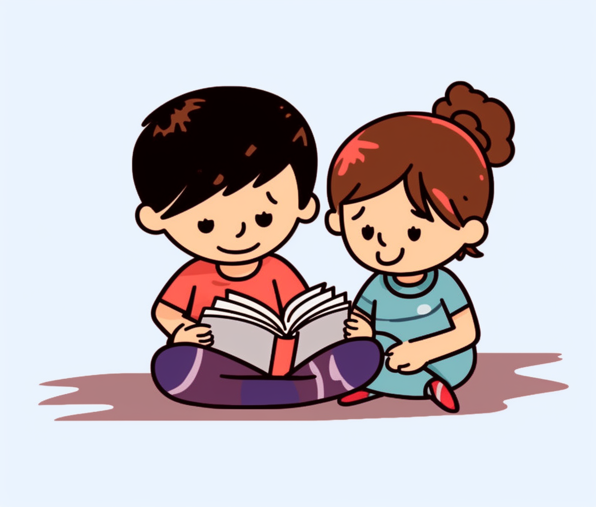 kids reading clipart