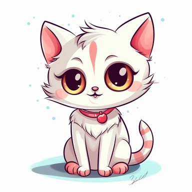 Clipart of a Cute Cartoon Cat