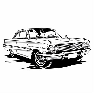 Chevrolet Impala clipart, black and white