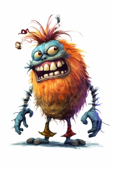 high quality Cartoon Monster Clipart, water color, white background, mindblowing masterpieces