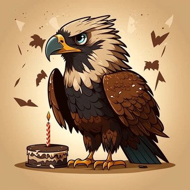 Eagle birthday, cartoon, vector, sharp focus, super detailed, illustration, 16:9, v4, q2, 16k, High quality, clipart