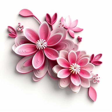 3d Pink Floral Clipart, white background , no shadow
