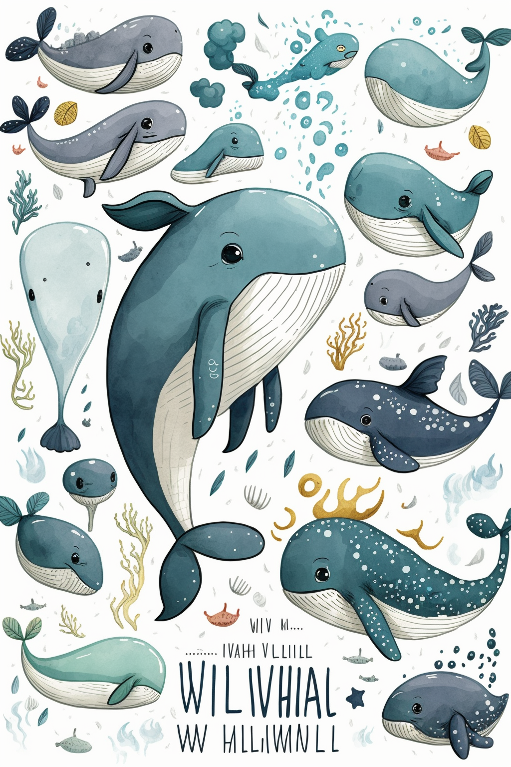 cartoon whale cliparts