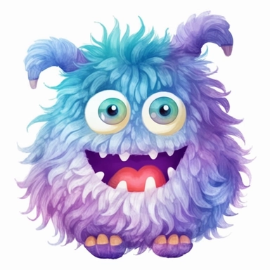 A super-cute monster, knitted painting texture, Perfect for nursery art and children's book illustration style, simple, cute, full color, clipart, watercolor illustration, single object, high definition 8k, white background for removing background