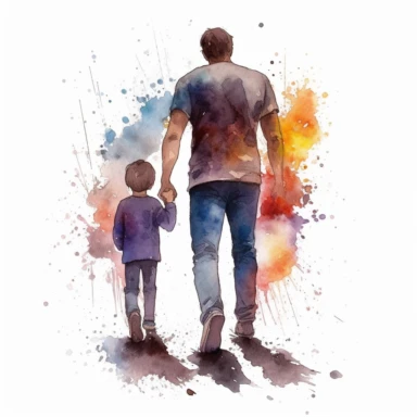 Father's day beautiful clipart, dad standing, watercolor, clipart, back view, heartmelting, love, relationship