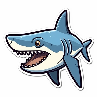 sticker of a cartoon shark, minimalistic clipart style