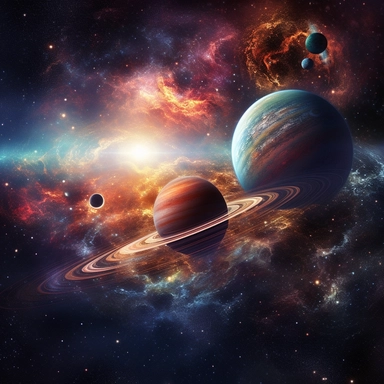 Clipart, A cosmic event like the alignment of multiple planets, hyperrealistic, hyper high definition