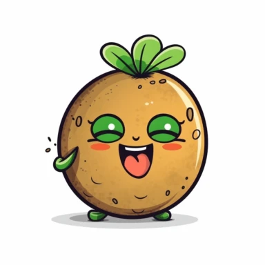 cute Kiwi Fruit, happy and smiling, bold line, clipart, sticker, white background, no shadow, 8k detail