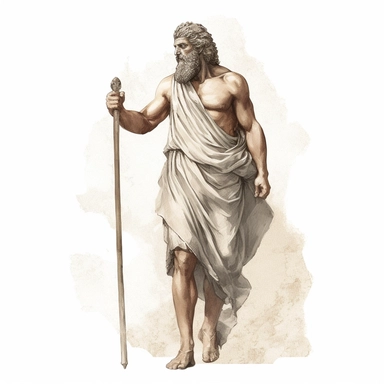 1 image of a greek mythological figure, vintage style, white background, clipart