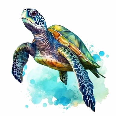 Watercolor Sea Turtle Clipart, cute nautical ocean animals