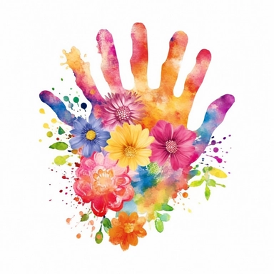 Flower Handprint Craft Art,For Mom or Grandparents Handprint clipart 8k
