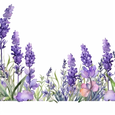 Watercolor Lavender Garden Clipart, lavender boarder