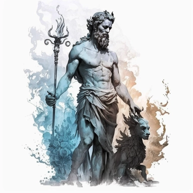 Greek god Hades, clipart format, watercolour, full white background