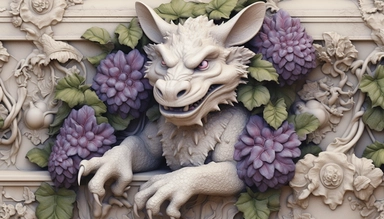 friendly gargoyle, Ivory and purple flowers, Leaves, vintage Pastel Cream Background, Smoke Petals, Maximalist, Hyper Detailed, 3D rendered, 8k polished, Hyper Realistic Intricate details, hyper realistic, intricate detail, painting, shabby chic, clipart