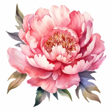Watercolor Peony Clipart - Pre-made clipart v 5