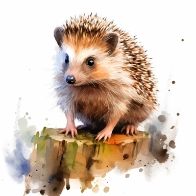 clipart adorable little hedgehog, watercolor clipart style, oil clipart style, accurate details, oil painting technique, super high quality, professional oil clipart, high resolution, 8k, isolated white background