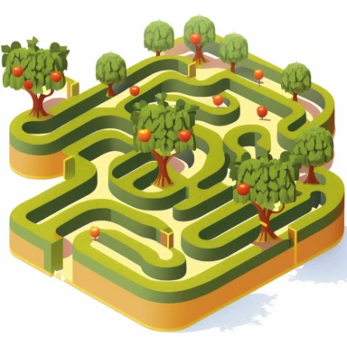 apple orchard, maze, clipart, icon, transparent background