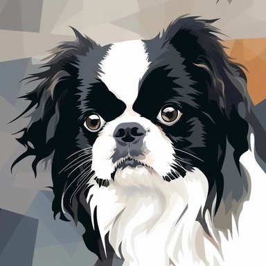 japanese chin, vector art, in the style of abstract art, clipart, white background, rounded corners