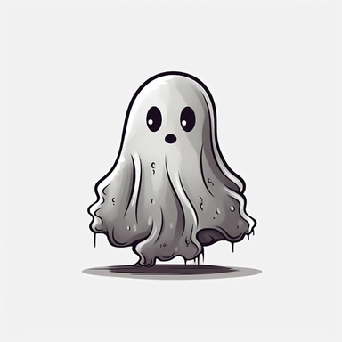 halloween spooky ghost cute clipart, in the style of tim burton, background is only white