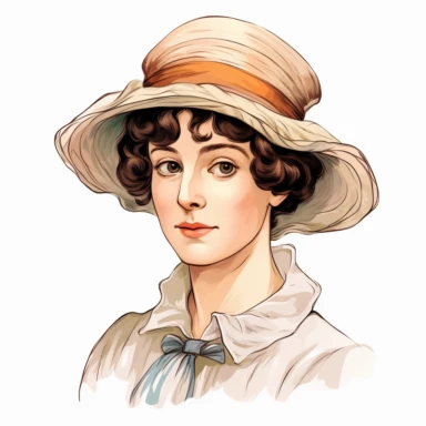 Jane Austen clipart, white background, isoliated, hd, high quality, vector, highly detailed, clipart style