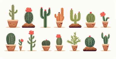 clean, cactus design, clip art style on a white background