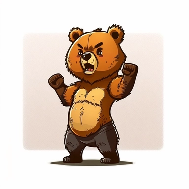 cute bear vector clipart, The bear is standing on its hind legs, roaring, The bear's teeth are bared, and its claws are extended, The bear looks very angry and dangerous, The bear is not afraid to fight