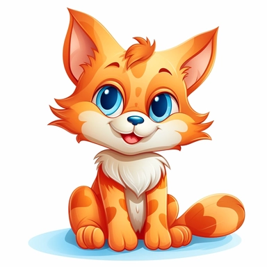 Clipart of a Cute Cartoon Cat