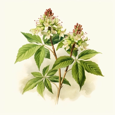 Clipart, vintage, watercolor, Aesculus Pavia, five-palmate, botanical illustration, hand drawn, texture