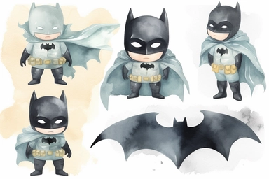 soft colors batman watercolor clip-art