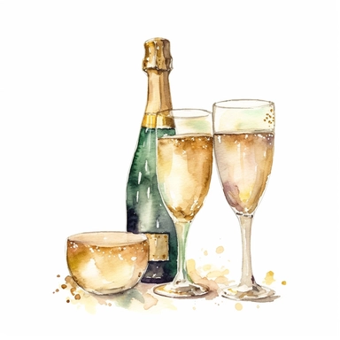 Watercolor Clipart Wedding decor clipart Watercolor clipart wedding glasses of champagne