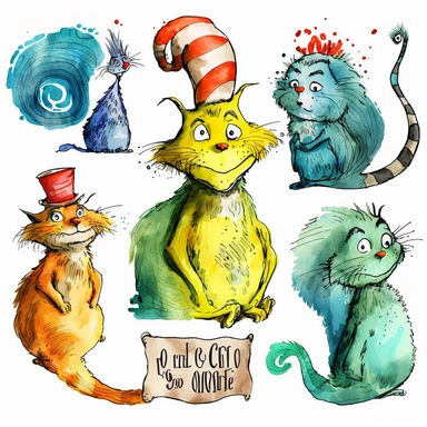 watercolor dr seuss clipart
