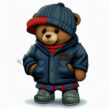 clipart, polo Ralph Lauren bear, wearing a tracksuit, hat