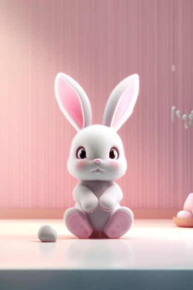 ed small bunny clipart, in the style of unreal engine 5, vray tracing, subtle pastel tones, rollei prego 90, white and pink, dutch and flemish