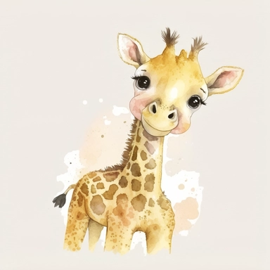 watercolor cute happy baby Giraffe clipart