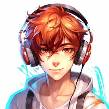 beautiful stunning handsome cute anime gamer young man, paint art style, clipart, white background, superrealistic, one of a kind