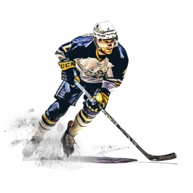 clipart of hockey player, white background, charcicuture