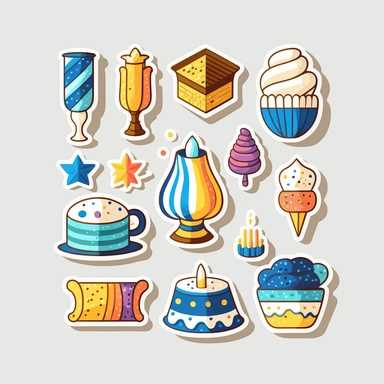 vector sticker design, Hanukkah clipart, white background, flat colors