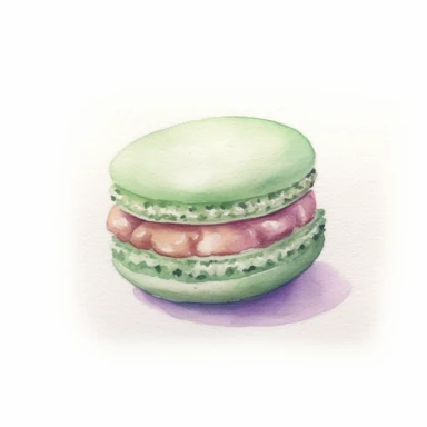 mint Macaroon, pastel colors, light watercolor, few details, dreamy, Studio Ghibli, clipart, white background