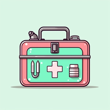 pink and green first aid kit clipart for pharmacist
