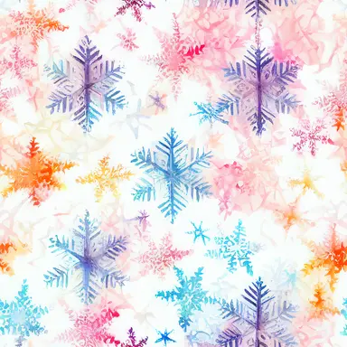 gradient snowflakes pattern simetric, white background in watercolor clipart style