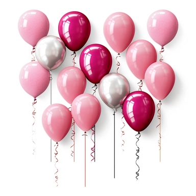 clipart bundle of different shades of pink balloons, white background