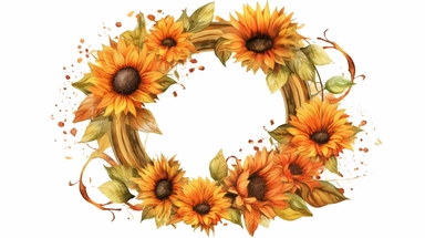Bohemian Sunflowers Circle Frame Clipart for a Free-Spirited Vibe