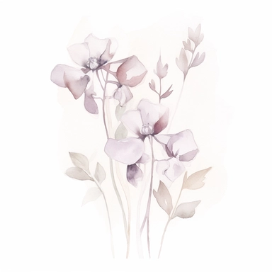 Watercolour sketch, floral, simple, clipart, white background, pale delicate tones, naturecore, bloomcore