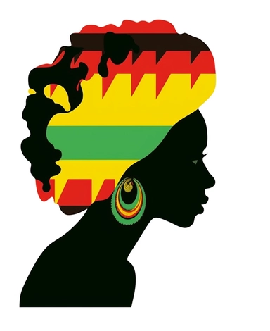 Juneteenth Black History, women African in red and yellow and green clipart, graphic vector shirt design, colorful, isolated on white background