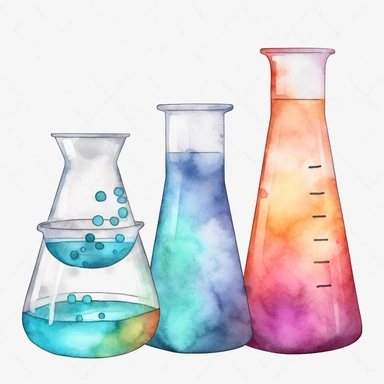 lab beaker, clipart sets. water color, with white background