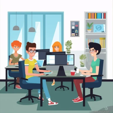 teenagers in computer Laboratory with laptops clipart poster