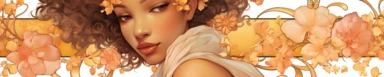 banner for an etsy shop that sells beautiful clipart and coloring pages and is very juvenile elegant aesthetic and fresh, style of alphonse mucha black girl inclusive, style of mariola budek, artistic
