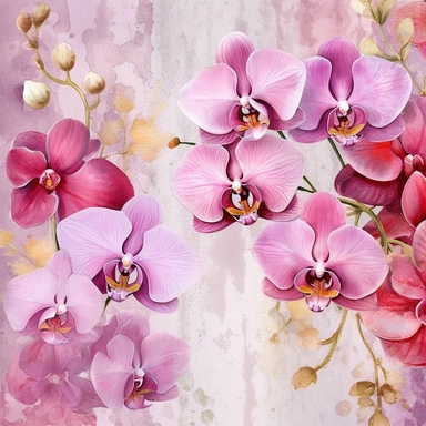 Contemporary collage style floral patterns orchids watercolor elegant flowers wedding invitations high quality and elegant clipart of flowers Gucci art pink andlavender shades background 4