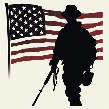American Flag and Soldier Silhouette, clipart,